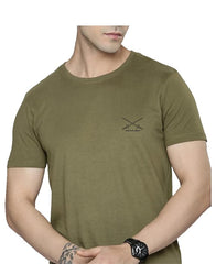 ARMYNEW PATTERN COMBAT FIT Men's Round Neck Cotton Rich Half Sleeve Olive Green Army T Shirts (M-XXL)