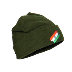 Unisex Woolen Army Military Caps with Tricolor Print for Winter Season (Olive Green, Free Size )