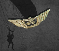 COMBAT FREE FALLER BADGE (GOLD FINISHED BRASS BADGE)