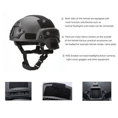 Tactical Helmet Strap Anti-Impact High Strength ABS Tactical Helmet Military Tactical Helmet Modularity Helmet with Adjustable Chin Mount for Military