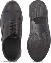 PACE 1 OXFORD SHOE FOR JAWANS MEN'S & WOMEN PERSONAL 100 % PURE LEATHER LIGHT WEIGHT COLOUR BLACK FORMAL SHOES