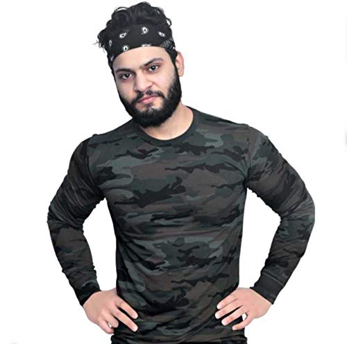 Military/Army Yodha Print Camouflage Cotton Full Sleeve T-Shirt for Men