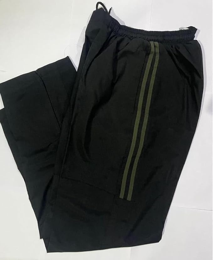Army New Pattern Men's Indian Army Printed Track Suit Set - Full Sleeve (Black with Green Strips) Zipper Jacket & Track Pant, Sportswear & Casual Wear